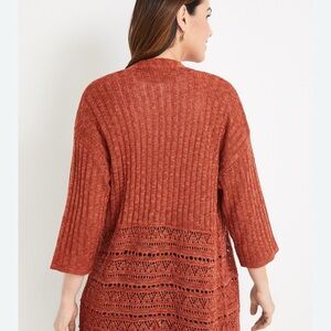 Maurices Brown Cardigan with Ribbed Knit and 3/4 Sleeves
